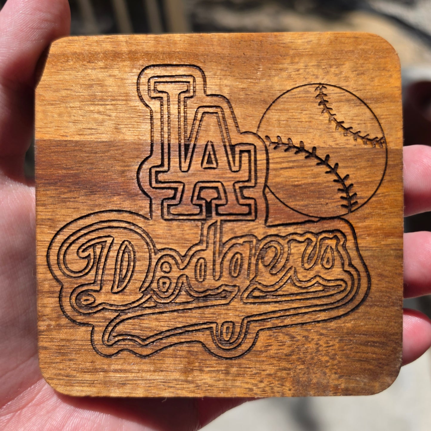 Handmade Acacia Wood Laser Engraved Coasters – Set of 4