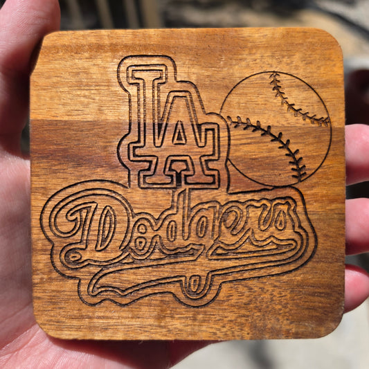 Handmade Acacia Wood Laser Engraved Coasters – Set of 4