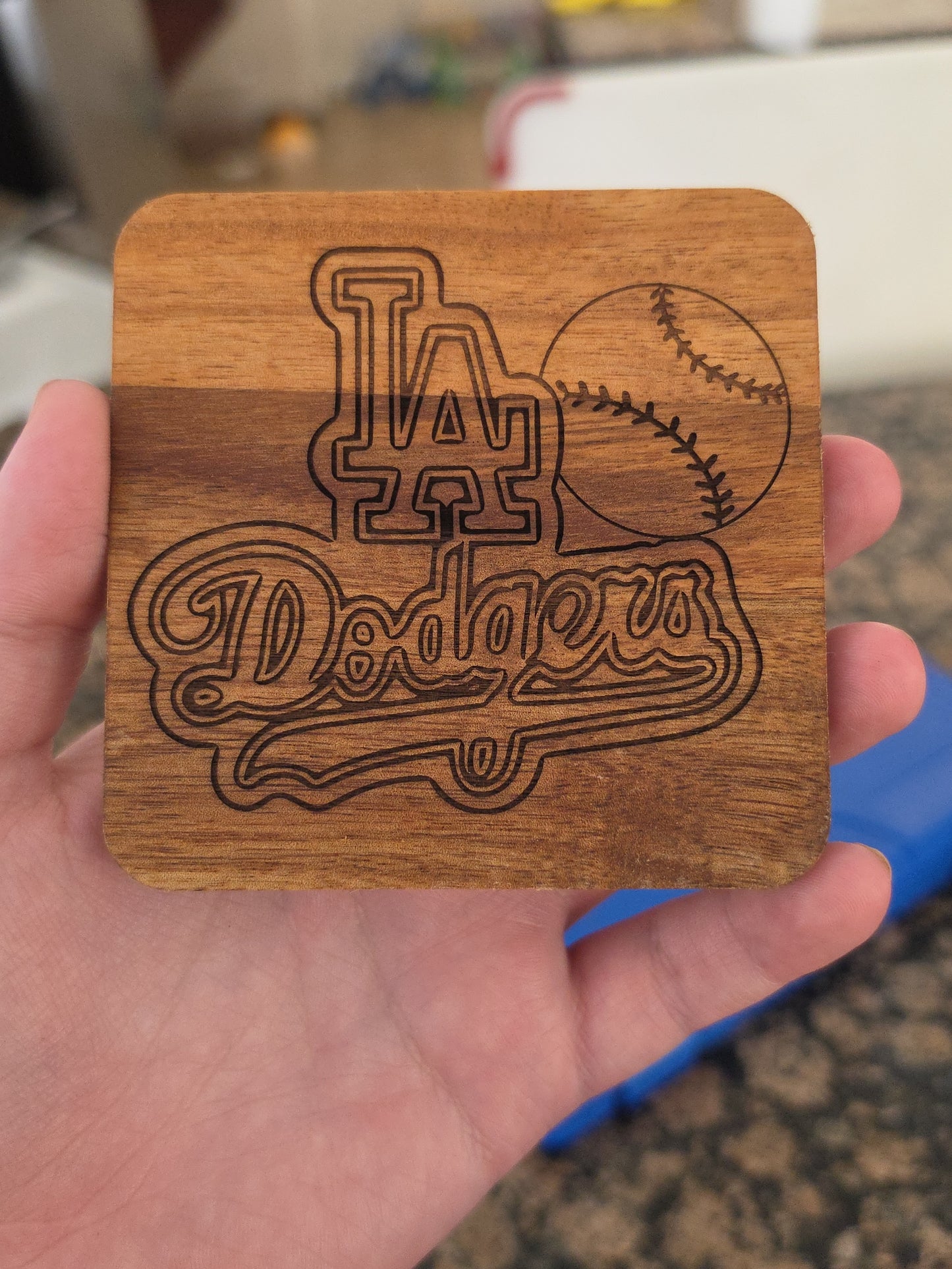Handmade Acacia Wood Laser Engraved Coasters – Set of 4