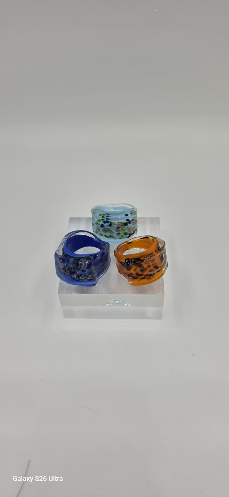 Handmade Multicolor Lampshade Rings, Asymmetrical Style, Size 7-9