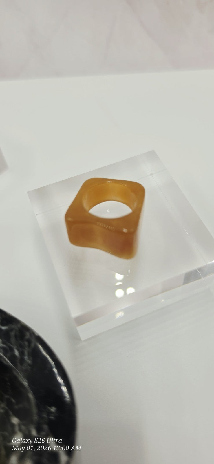 Resin Square Band Ring Size 8 Multicolor Artist Made
