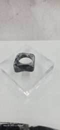 Resin Square Band Ring Size 8 Multicolor Artist Made