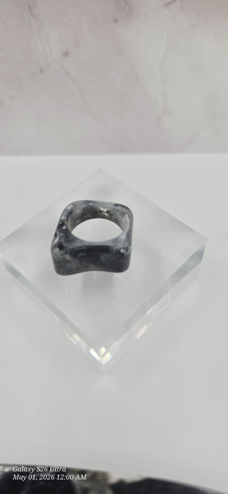 Resin Square Band Ring Size 8 Multicolor Artist Made