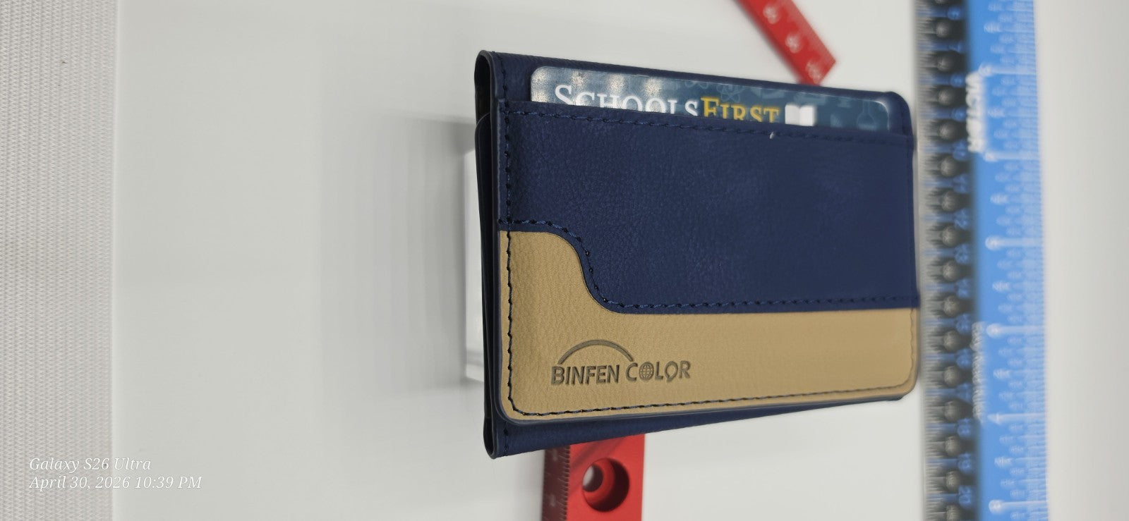 BINFEN COLOR Men's Trifold Wallet Colorblock Blue/Beige, Logo, Credit Card