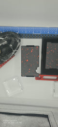 Forged Carbon Red Slim Men's Card Wallet w Cash Spot, Laser/Hand Engravings? Yes