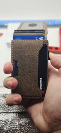 SUTEN Brown Slim Fold Men's Wallet Card Holder Logo Accent, Credit Card Slots