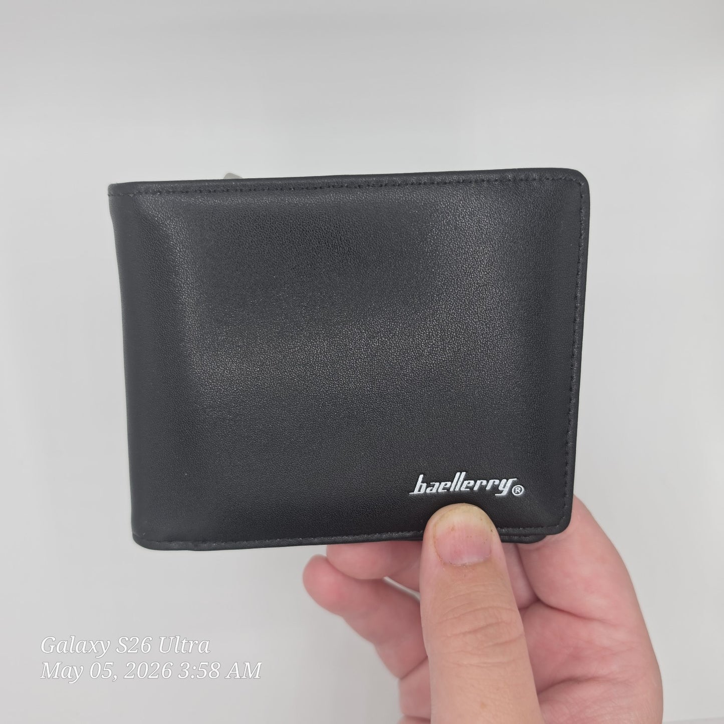 baellerry Black Men's Bifold Wallet w Chain Key Ring ID Window Card Slots