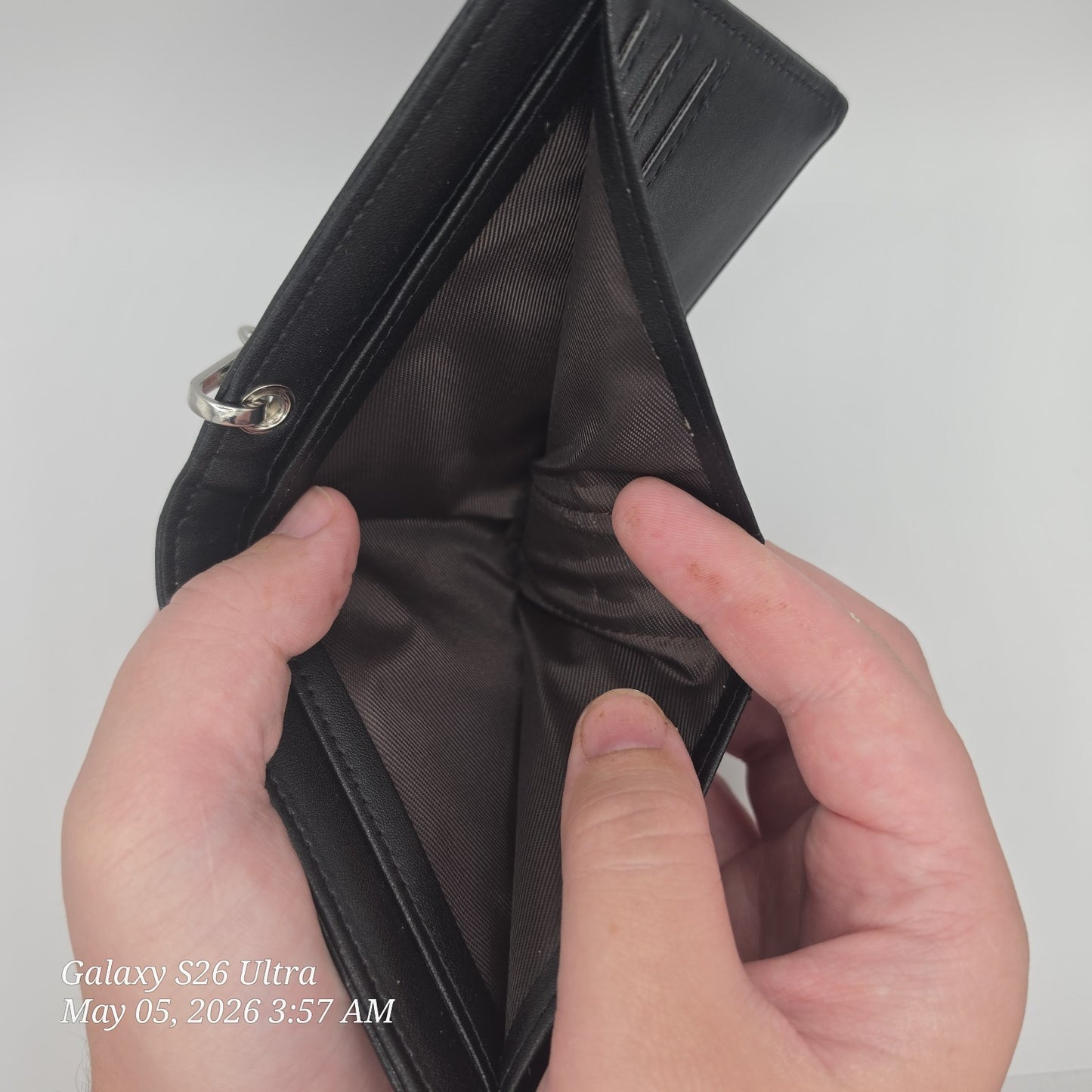 baellerry Black Men's Bifold Wallet w Chain Key Ring ID Window Card Slots