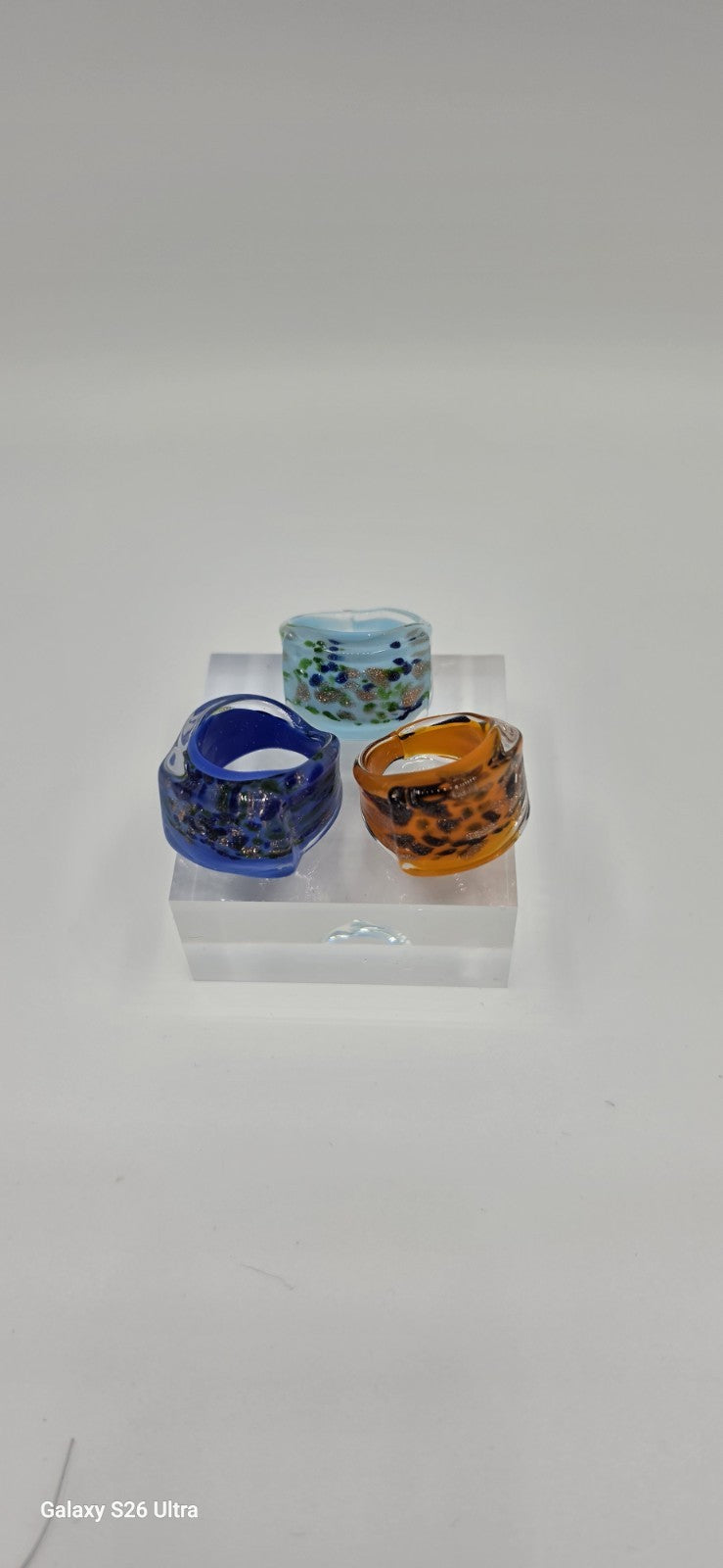 Handmade Multicolor Lampshade Rings, Asymmetrical Style, Size 7-9