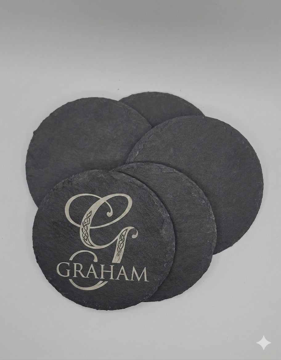 Personalized Gift Put Your Family Name On A Set of 6 Slate Coasters. Or Artwork!