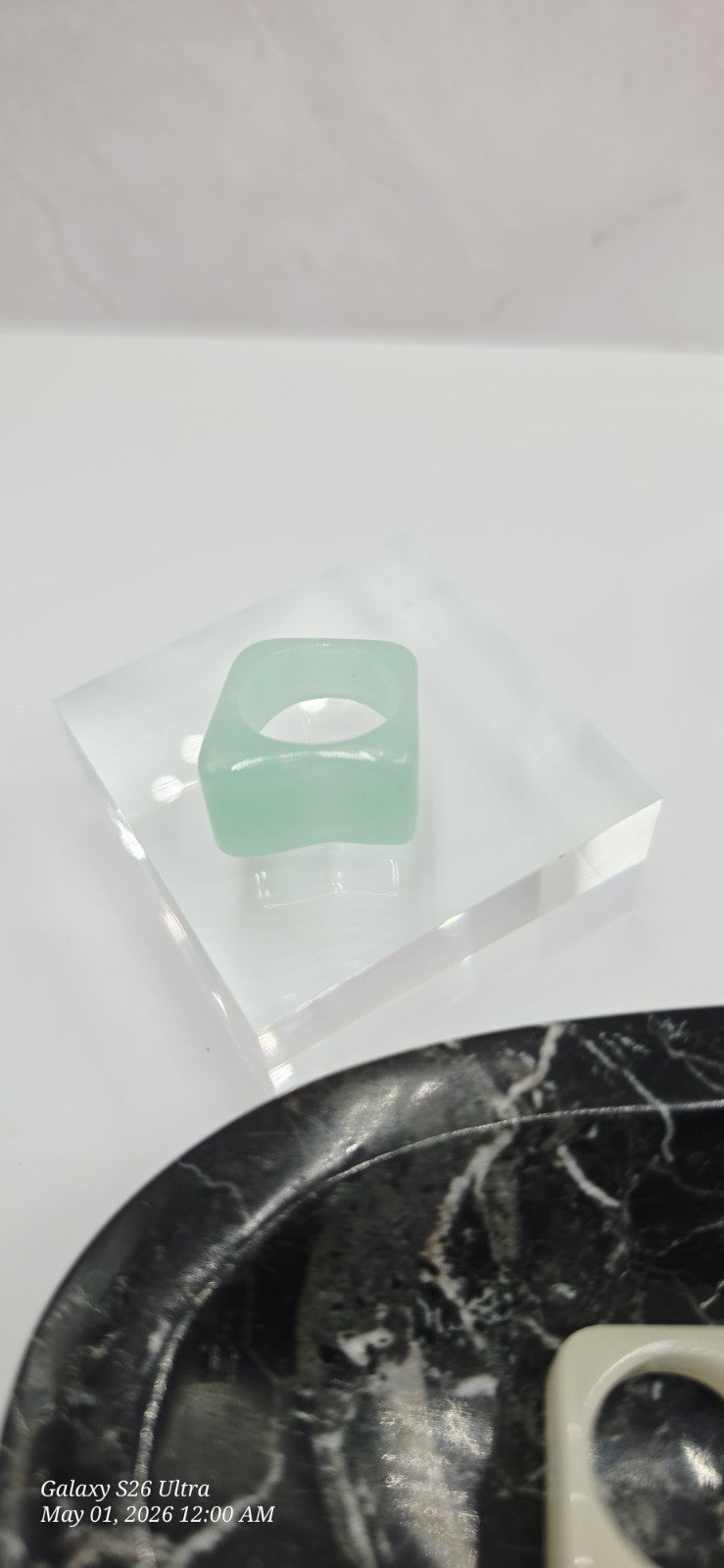 Resin Square Band Ring Size 8 Multicolor Artist Made