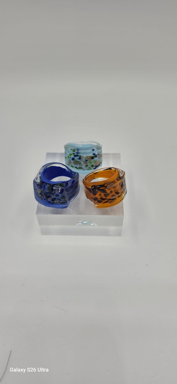 Handmade Multicolor Lampshade Rings, Asymmetrical Style, Size 7-9