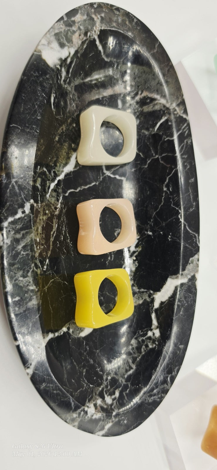 Resin Square Band Ring Size 8 Multicolor Artist Made