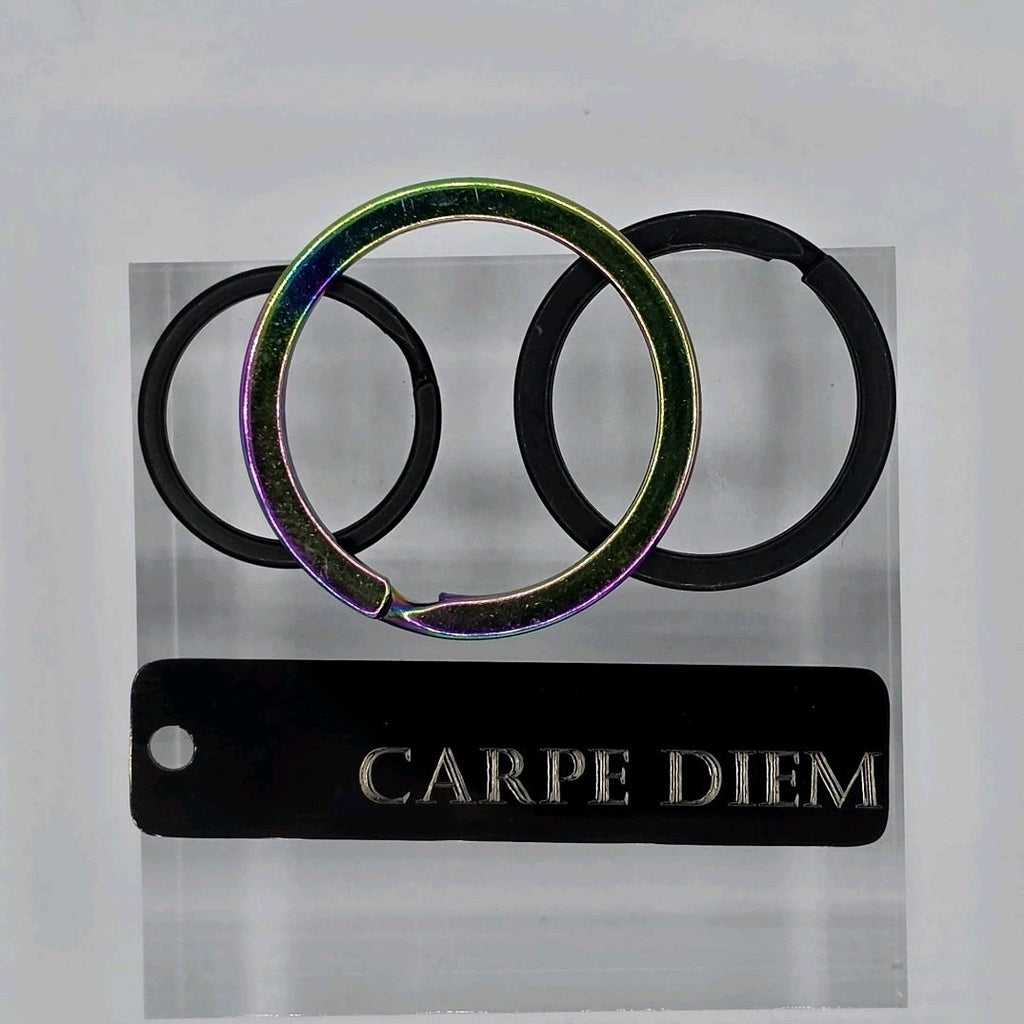 Carpe Diem Laser Engraved SilipacRing  Stainless Steel keychain Custom Designed