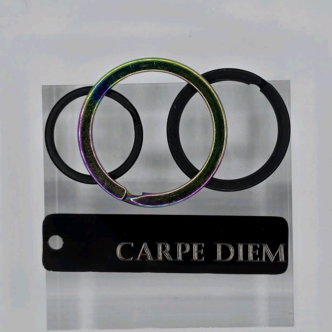 Carpe Diem Laser Engraved SilipacRing  Stainless Steel keychain Custom Designed
