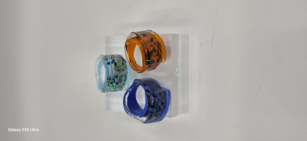 Handmade Multicolor Lampshade Rings, Asymmetrical Style, Size 7-9