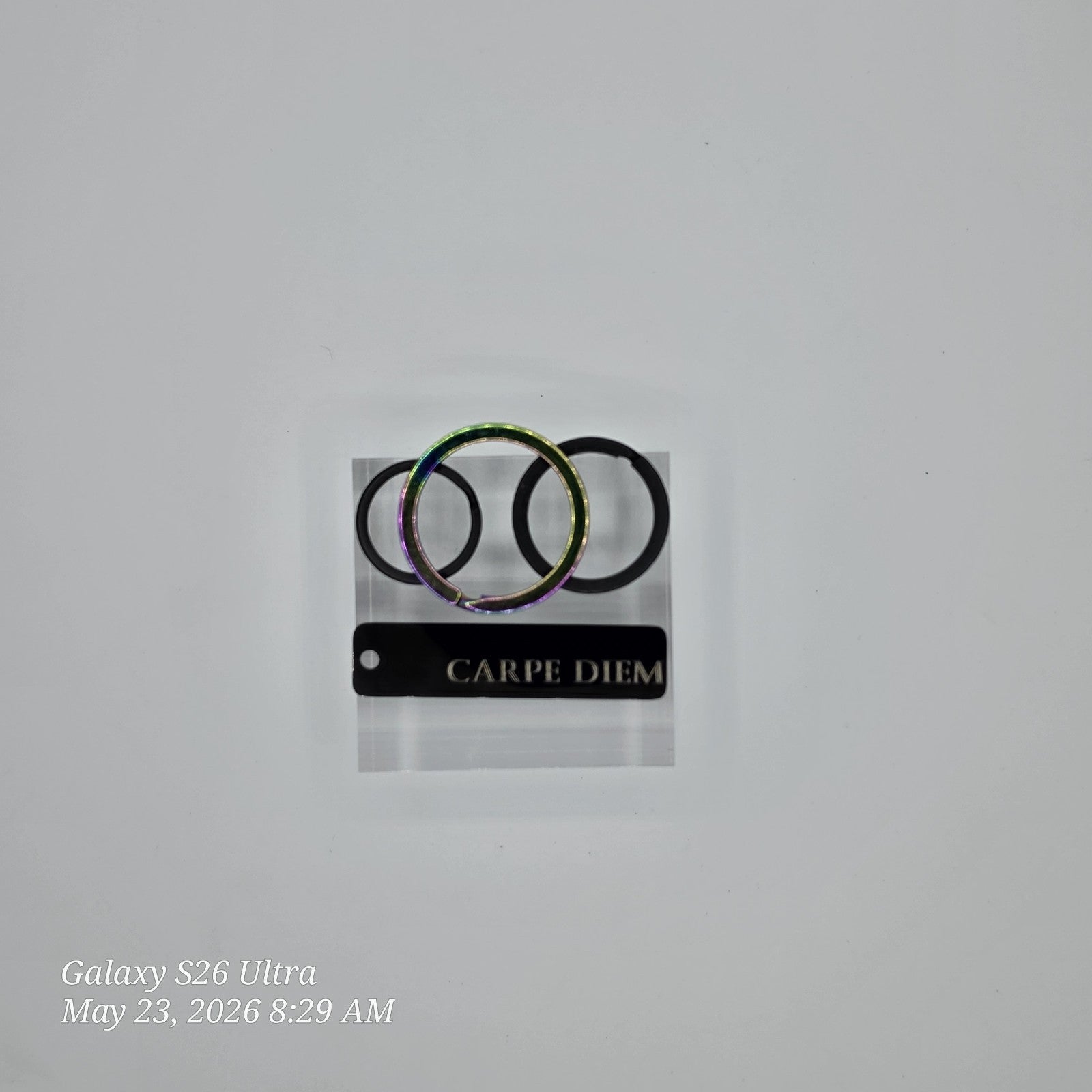 Carpe Diem Laser Engraved SilipacRing  Stainless Steel keychain Custom Designed