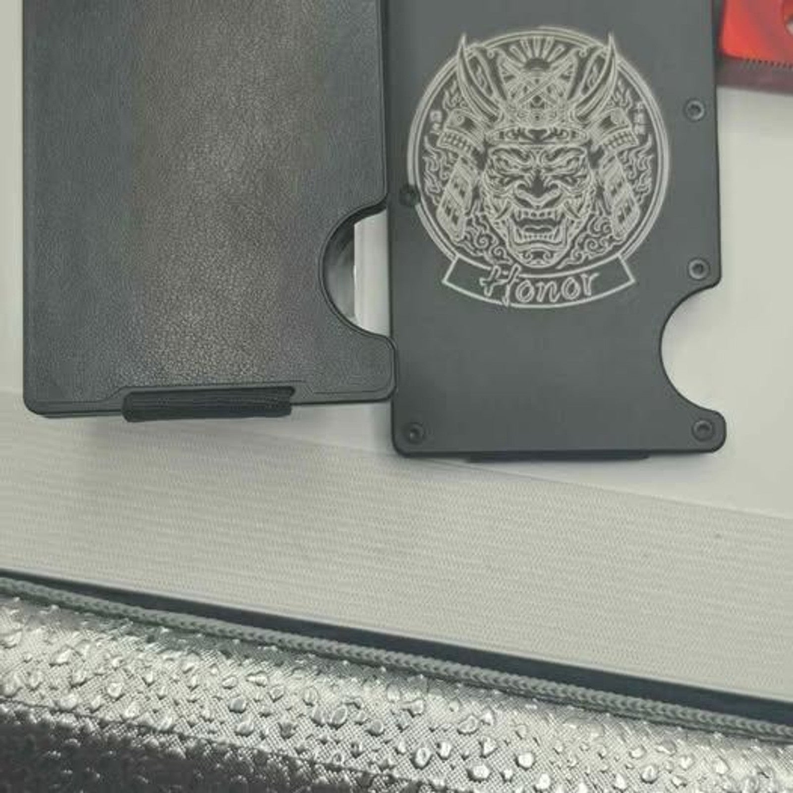 Custom Engraved Cardwallet with Cash Clip its called a Hana Mask and its a ward
